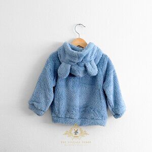 NWT Cute Baby & Toddler Teddy Bear Plush Hoodie Jacket Winter Coat Sky Blue 3-4T